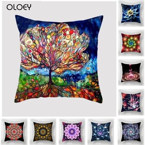 Landscape Pattern Pillowcase Polyester Square Pillowcase Bedroom Pillowcase Home Bedroom Decoration Soft Pillowcase 45 * 45cm