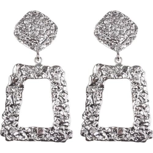 JERPVTE New Punk Heavy Metal Dangle Indian Gold Drop Earring ZA Geometric Statement Earrings For Women Wedding Jewelry