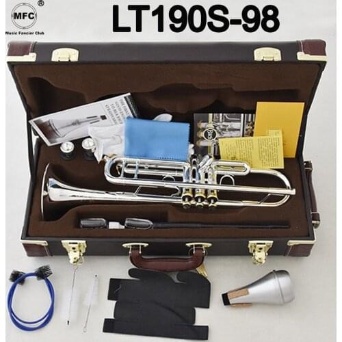 New MFC Bb Trumpet LT190S-98 Silver Plated Gold Keys Music Instruments Profesional Trumpets Mouthpiece Accessories Included Case