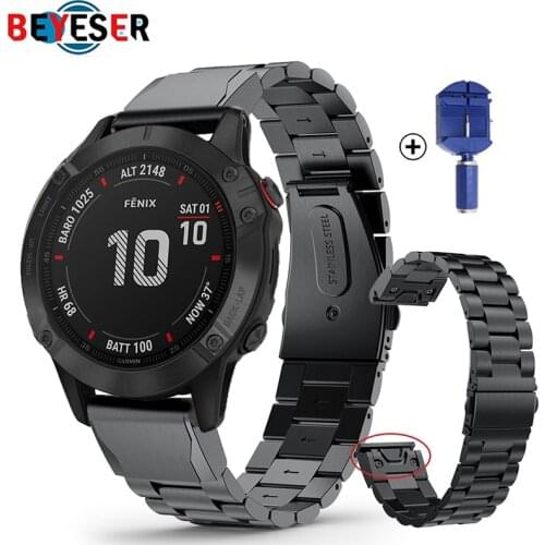 Strap For Garmin Fenix 5X 5 5s 3 3HR S60 Forerunner 935 Stainless Steel Bracelet Watchband Wristband 22MM Replacement Easy Fit