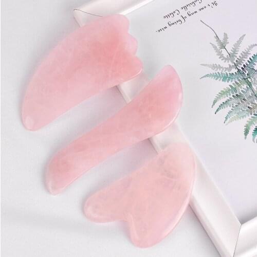 Rose Quartz Natural Stone GuaSha Facial SPA Massager Gua Sha Board Body Massager China Traditional Scraping Healing