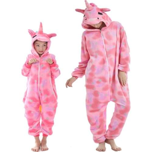Christmas Rainbow Unicorn Costumes Adults Animal Onesie Women Men Baby Kids Winter Pajamas Sets for Girls Boys Family Sleepwear