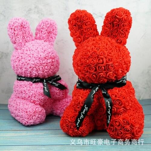 Rose Rabbit Valentines Day Popular Creative Eternal Flower Christmas Birthday Gift PE Flower Rabbit