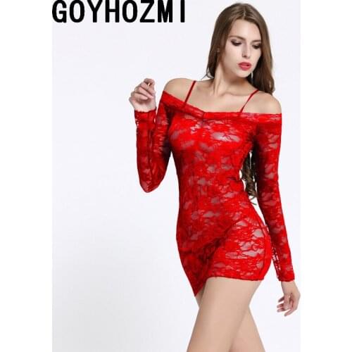 Sexy lingerie slips sexy costumes intimates transparent lace perspective roses long-sleeved tight pajams sex products sex toy