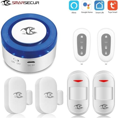 Smart home security wifi alarm siren for smart life free APP compatible motion sensor detector