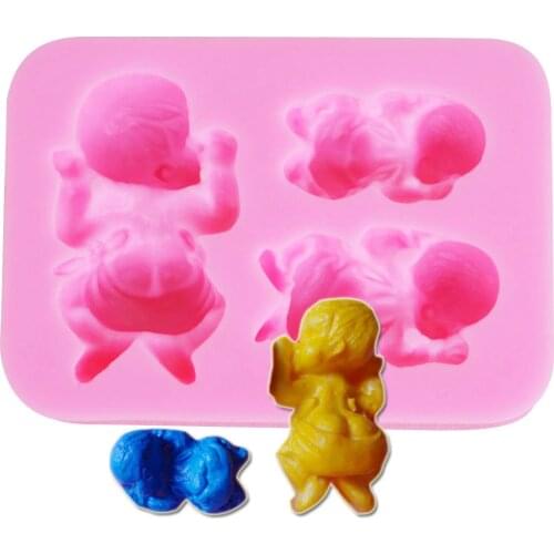 Diy Silicone Mold Three 3D Baby Chocolate Mold Silicone Cake Decorating Molds 8X5.8cm for gift