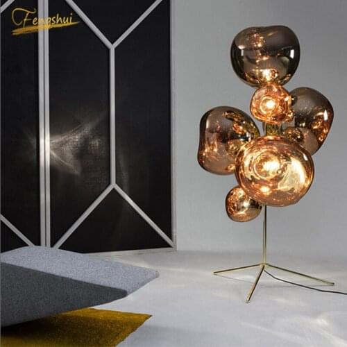 Modern LED Floor Lamps for Living Room Electroplated Glass Ball Standing Lamp Bedroom Nordic Indoor Decor Floor Lights Lighting