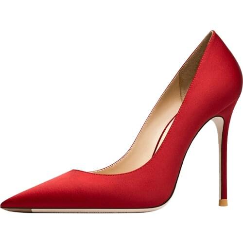 Quality Silk Satin Women Sexy Pumps Bride Winter Shoes Autumn Thin Heel Stilettos Wedding Party Ladies High Heeled Shoes