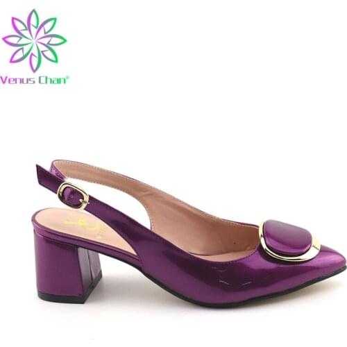 Large Size African Rhinestone Wedding Shoes Elegant Ladies Shoe for Party Purple Nigerian Women Slip on Low Heels Slipper Shoes