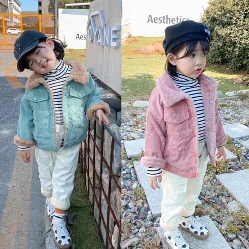 Baby Girls corduroy jacket casual Velvet coat 2019 children Kids Winter Coats Clothes