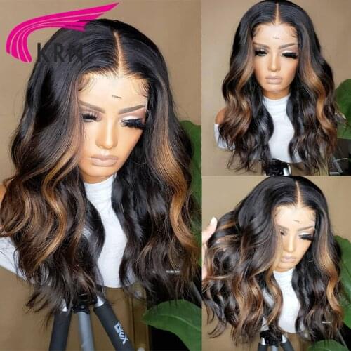 Highlight Wig Brazilian Body Wave Wig 180% Highlight Lace Front Human Hair Wigs Brown Ombre Lace Frontal Wig Remy Preplucked Wig