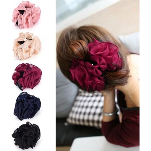 Crab For Hair Chiffon Hair Clips For Women Flower Barrettes Girls Claws Bowknot Hair Accessories For Female Hairpin