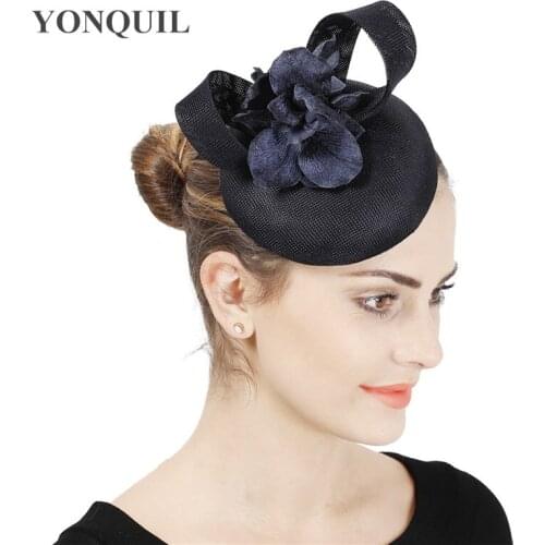 Women Chic Wedding Fascinator Hat Cocktail Party Church Headpiece kentucky Headwear Feather Hair Accessories Sinamay Fascinators