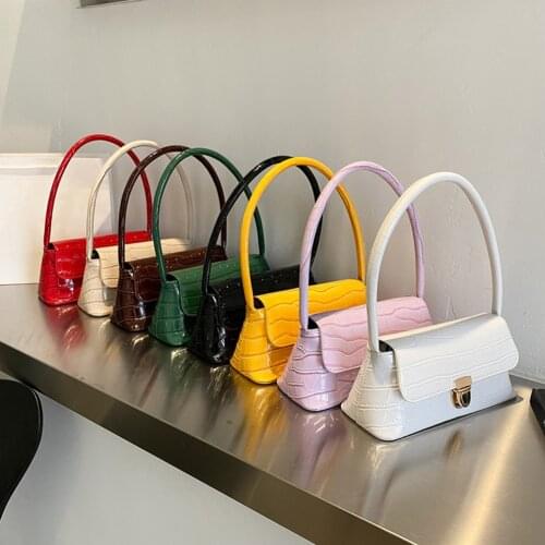 Lady Solid Color Underarm Shoulder Bag Women Fashion Stone Pattern Top-handle Handbag Versatile Armpit Shoulder Bag