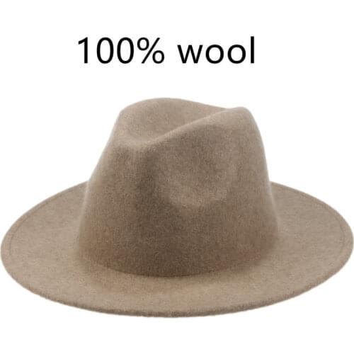 Women winter hats wool wide brim solid grey black fedora hats panama 100% wool soft luxury outdoor jazz classic formal women hat
