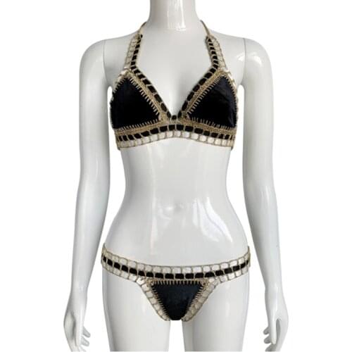 Women Bikini Set Handmade Crochet High Quality Fabric Swimwear Triangle Bathing Suit