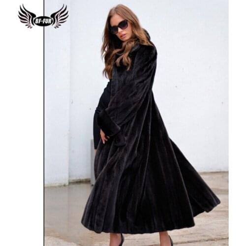 Natural Long Mink Fur Coats For Women Winter Luxury Outwear Plus Size Woman Genuine Mink Fur Coat High Quality Pelt Fur Jacket