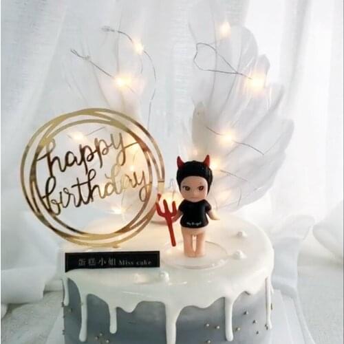 Golden pink double-sided reflective cake baking dessert party decoration happy birthday alex card