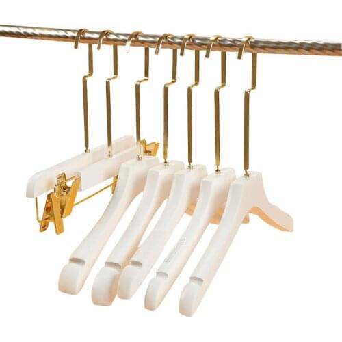 10pcs/lot children white solid wood hanger, gold hook 30 free LOGO customization