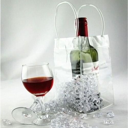 2021 1X Durable Clear Transparent PVC Champagne Wine Ice Pouch Cooler Bag with Handle