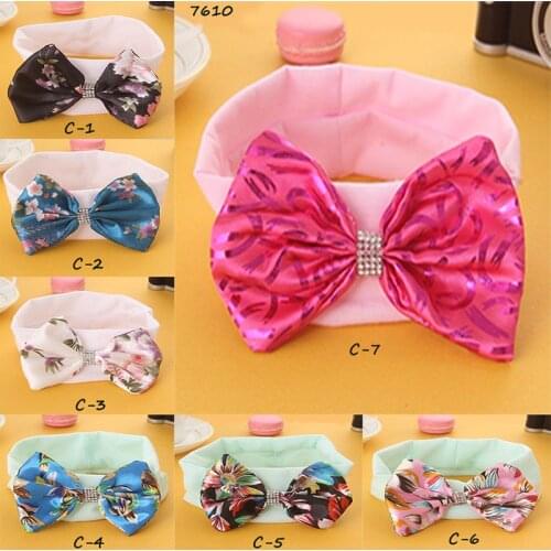 21pcs/lot fancy knitted headbands with ctystal center floral fabric elastic bow headbands hair accessories Y-7610