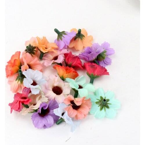 50pcs/lot Artificial Flower 3CM Silk Spring Rose Bride Bouquet Home Wedding Decor Scrapbooking DIY Supplies
