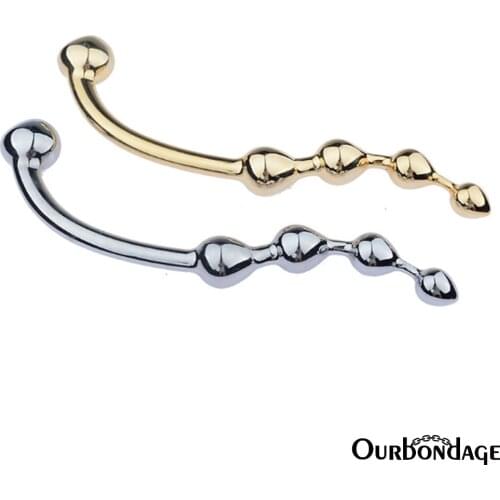 Ourbondage Stainless Steel 2 Color Anal 4 Beads Snake Handheld Anal Butt Plug For Men Women Prostate Massage Adult Sex Toys