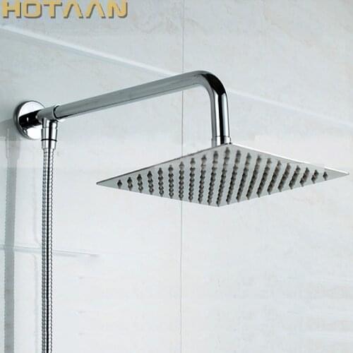 Free Shipping Chrome Finished Wall Mounted Brass Shower Arm + Ultrathin Square 8" Shower Head Chuveiro YT-5148