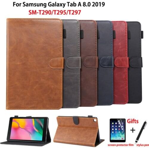 Luxury Case For samsung galaxy tab A 8.0 2019 SM-T290 SM-T295 T290 T295 T297 Cover Funda Tablet PU Leather Stand Shell +Film+Pen