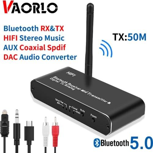 HIFI DAC Digital Audio to Analog Audio Converter Bluetooth Receiver&Transmitter 3.5MM AUX Coaxial Optical fiber Wireless Adapter