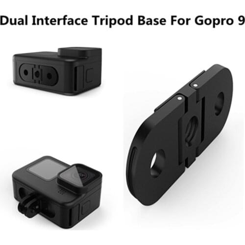Dual Interface Tripod Adapter for GoPro Hero 9 8 Black 1/4'' Thread Hole Aluminum Monopod Base Mount Go pro Camera Accessories