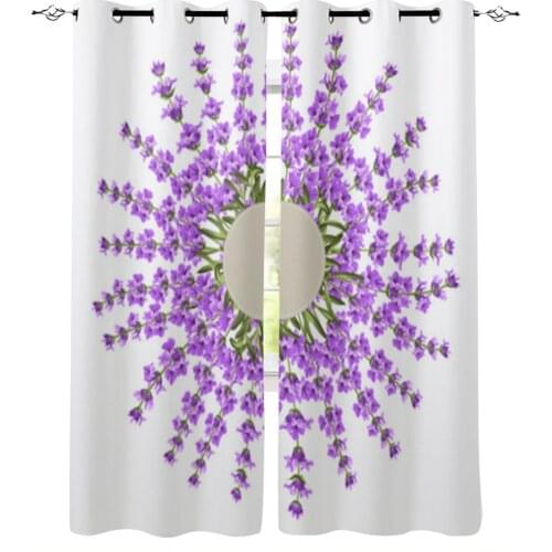 Purple Lavender Flowers Window Curtains for Living Room Home Decor Child Bedroom Kitchen Curtains Drapes