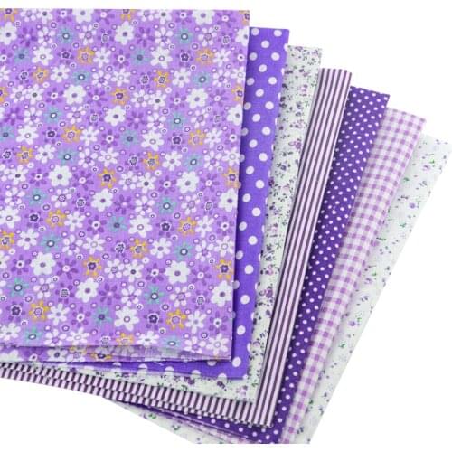 Booksew Telas De Algodon Para Patchwork 100% Cotton Fabric Textile 7 PCS/lot Quliting Purple Patterns Sewing Tissus Au Metre