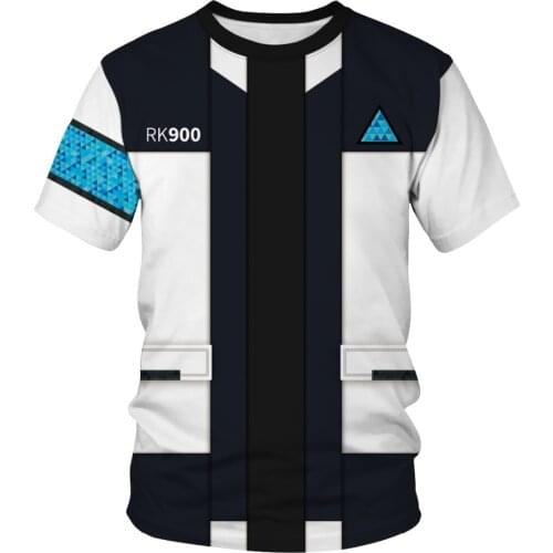 Unisex Men Women T Shirt Game Detroit Become Human Connor RK900 Agent Uniform T-shirt Short Sleeve Cosplay Costumes Tops XS-7XL