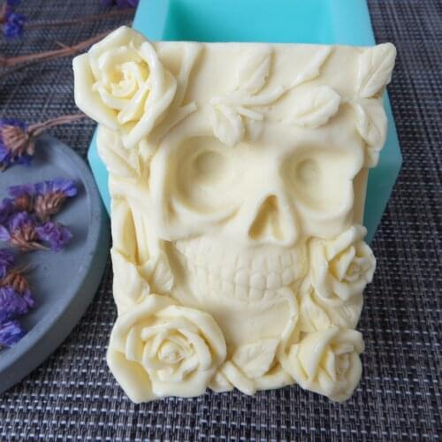 Halloween decoration rose flower skull mold for soap DIY skull soap mold rose aroma mould soap mould cake tools resin clay molds