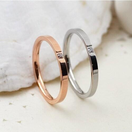 Кольца 2021 Тренд Titanium Lovers Titanium Steel Diamond Ring (color:silver,rose Gold) Size 4 5 6 7 8 9 10 Кольца Для Женщин