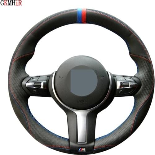 Black Genuine Leather Hand-Stitched Car Steering Wheel Cover For BMW M Sport F30 F31 F34 F10 F11 F07 F45 F46 F22 F23 M235i M2