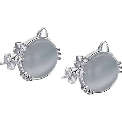 Fortune cat cute red zircon high quality free shipping Silver Earrings for women fashion jewelry earrings /YBNTHOBZ LHXONRAX