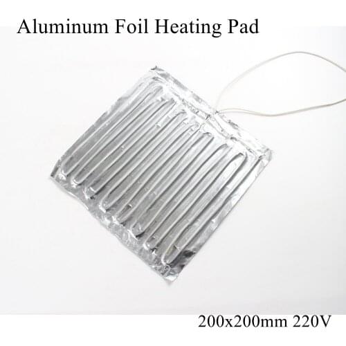 200x200mm 220V Aluminum Foil Heating Pad Rubber Heat Mat Heated Bed Plate Heater Self-adhesive Flexible Waterproof 3D Printer