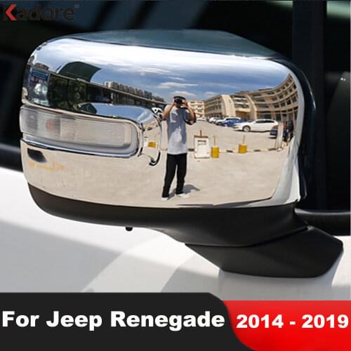 For Jeep Renegade 2014-2017 2018 2019 Car styling back rear view Rearview Side Door Mirror Cover stick trim frame part 2pcs