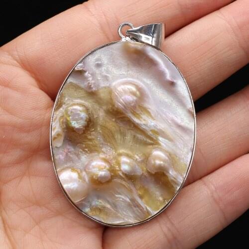 Natural Mother of Pearl Shell Pearl Beads Pendant Shell Charms for DIY Necklace Making Jewelry Findings Gift 36x46mm