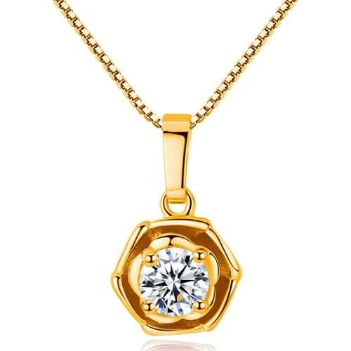 Classical small AAA zircon diamond pendant necklaces for women rose gold tone choker chain jewelry bijoux fashion accessory gift