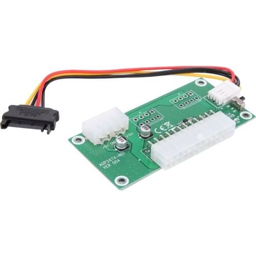 PC Desktop ATX 24-Pin Dual PSU Power Synchronous Start Card Adapter with SATA Extender Cable & Manual Switch