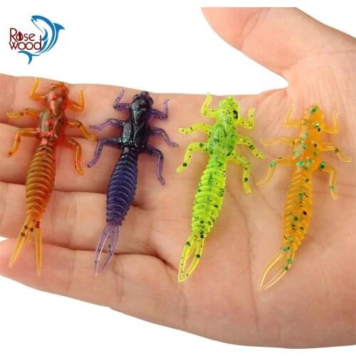 RoseWood New 1.4g 6cm 10pcs/lot Soft Worm Dragonfly Pesca Fishing Lures Silicone Isca Jigging Plastic Baits Fishing Tools