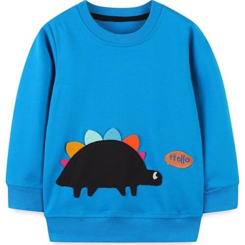 Jumping Meters Dinosaurs Embroidery Fall Spring Baby Clothes Boys Girls Sweatshirts Cotton Kids Tops Hoodies Childrens Wear