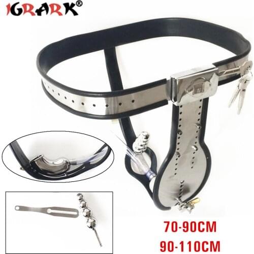 Adjustable Male Chastity Belt Cock Cage Penis Rings Removable Anal Beads Butt Plug Adult Sex Toys for Men BDSM Bondage Equipment