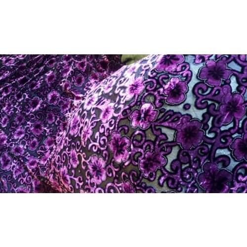 Pink Flowers Silk Velvet Fabric Dress Tissus Au Mètre Telas Por Metro Tissu Vestidos Sewing Seda Long Dresses Velour Designer