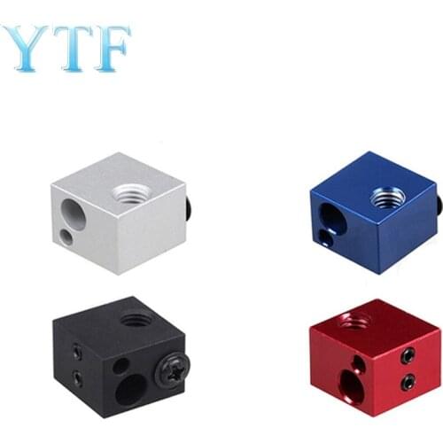 Heated Block Aluminum Heater Block MK7 MK8 Extruder V6 J-head Hot End Heating Block 16*16*12mm 3D Printer