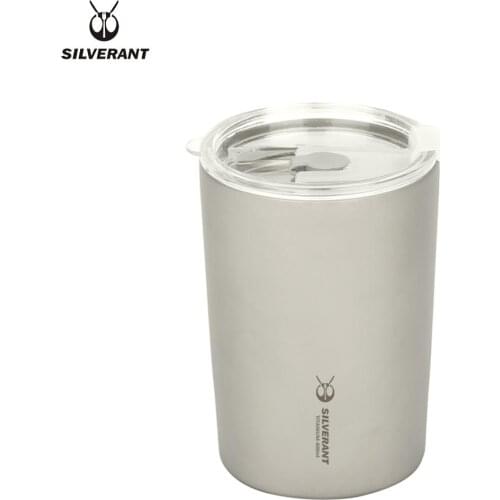Silver Ant pure titanium mug double layer domestic coffee milk tea beer mug ironed titanium straw drink with a customized lid