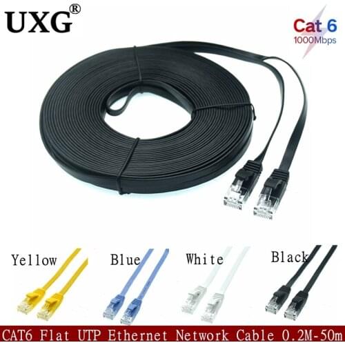 5pack 20cm 50cm 1m 2m3m5m10m 30m 98FT cable CAT6 Flat UTP Ethernet Network Cable RJ45 Patch LAN cable black/ blue / white color